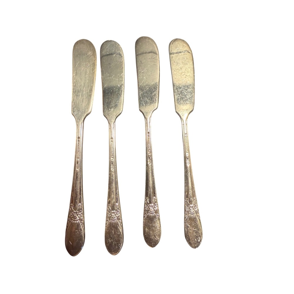Oneida Beloved Wm Rogers & Son Silverplate Butter Spreaders Set of 4 Vintage 6"